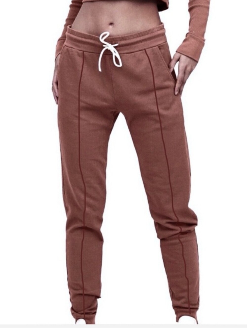 Mate The Label Organic Cotton Front Seam Terry Classic Joggers Size Large Taupe